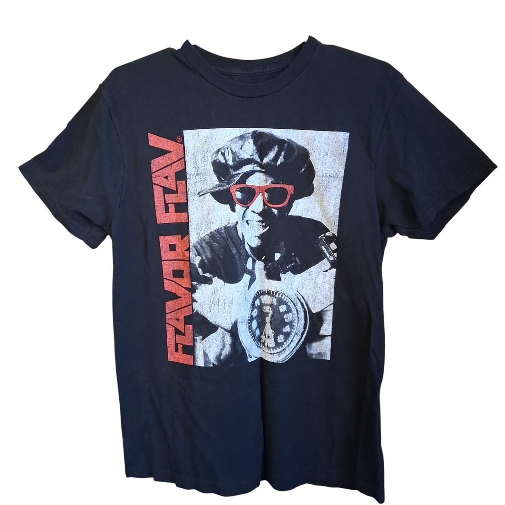 Flavor Flav SS Graphic Tee Black Men's Medium 90's Rap Music Streetwear EUC